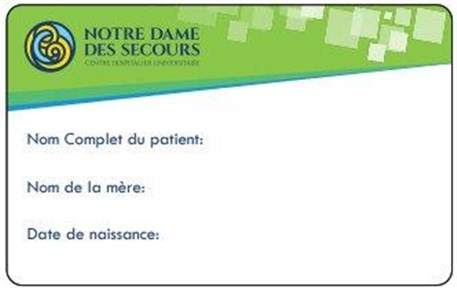 CHU-NDS Patient Card 